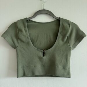 NWOT - Olive Green Ribbed Crop Top
